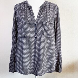 Tom Tailor Blue Lightweight Pattern Roll Tab sleeves Blouse Size EU40 (US Med)